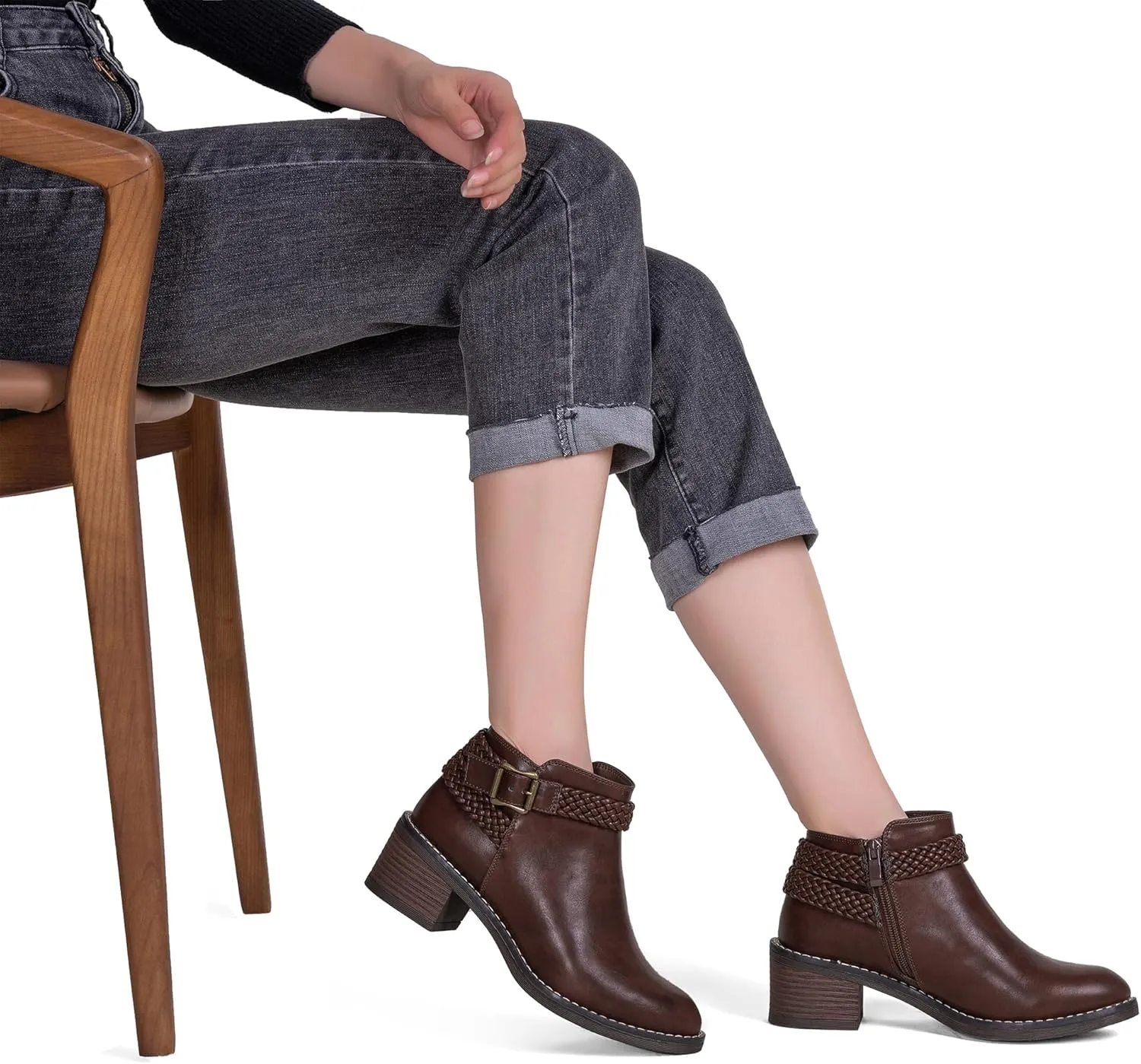 Jeossy Women's Ankle Boots, Low Heel Short Booties, Dress Fall Boots with Inner Zipper