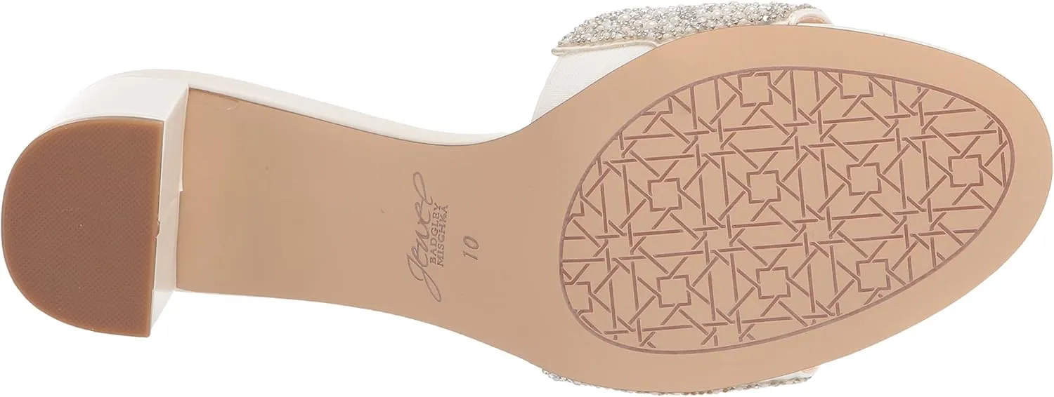 Jewel Badgley Mischka Della Glitter Block Heel Mules
