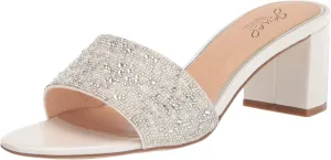 Jewel Badgley Mischka Della Glitter Block Heel Mules