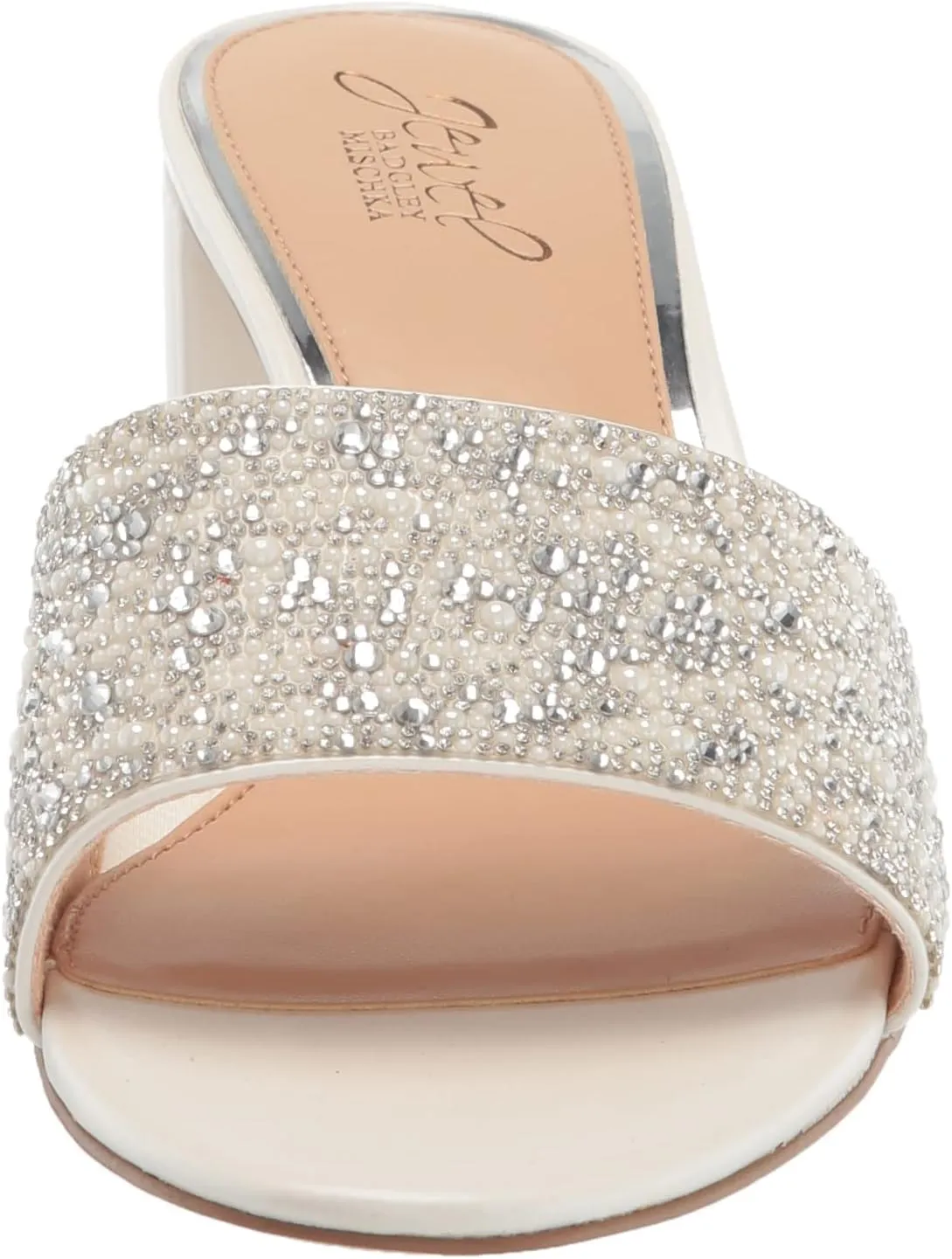 Jewel Badgley Mischka Della Glitter Block Heel Mules