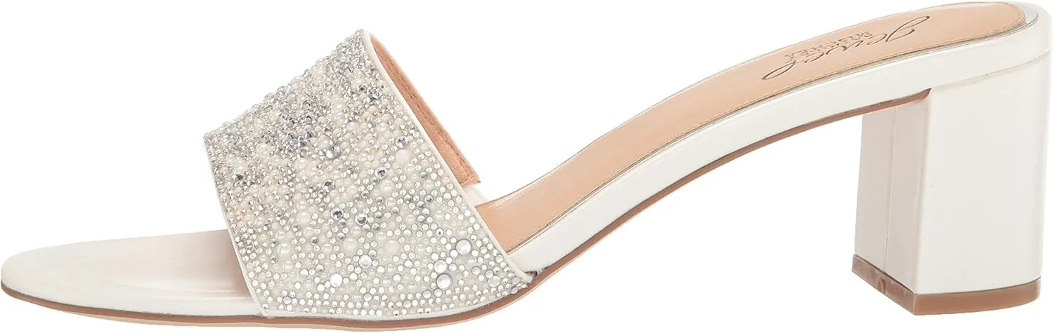 Jewel Badgley Mischka Della Glitter Block Heel Mules