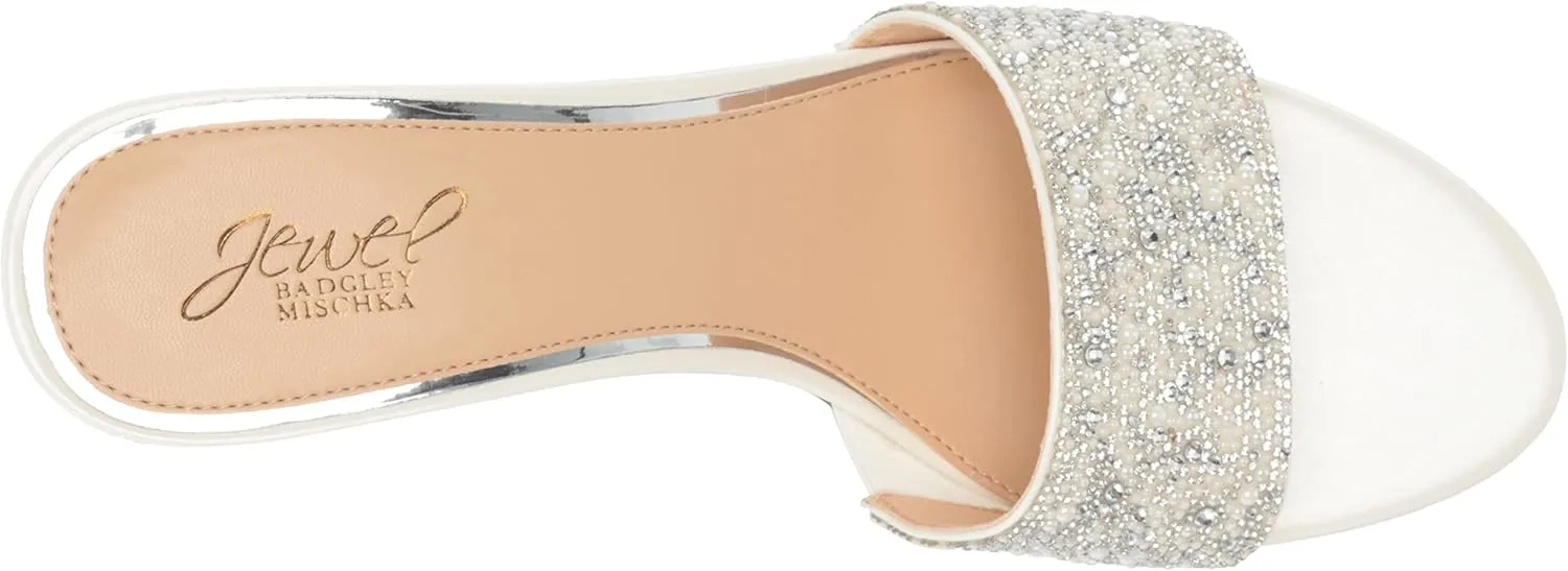 Jewel Badgley Mischka Della Glitter Block Heel Mules