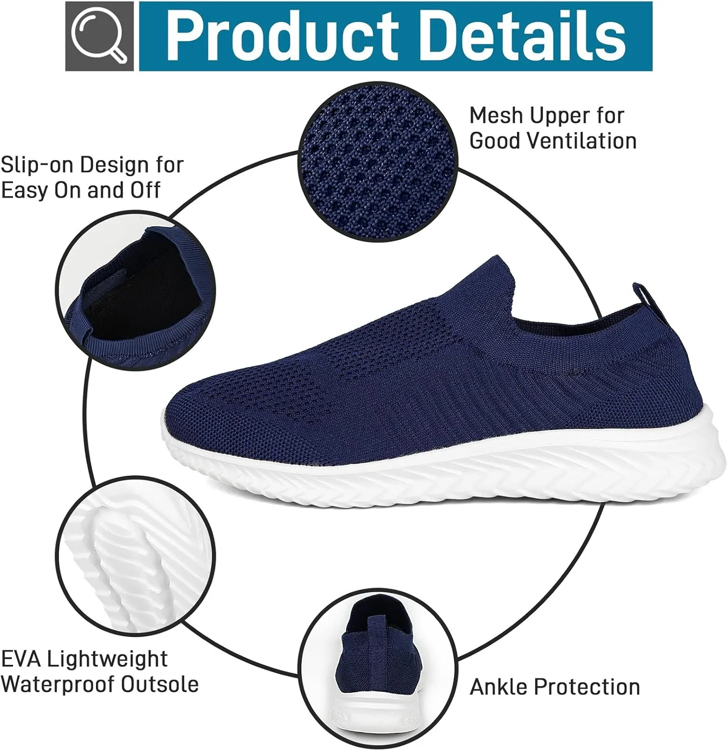 JIAFO Mens Shoes Walking Shoes for Men Mens Slip On Shoes Sneakers for Men, Casual Athletic Running, Lightweight Breathable Mesh Knit