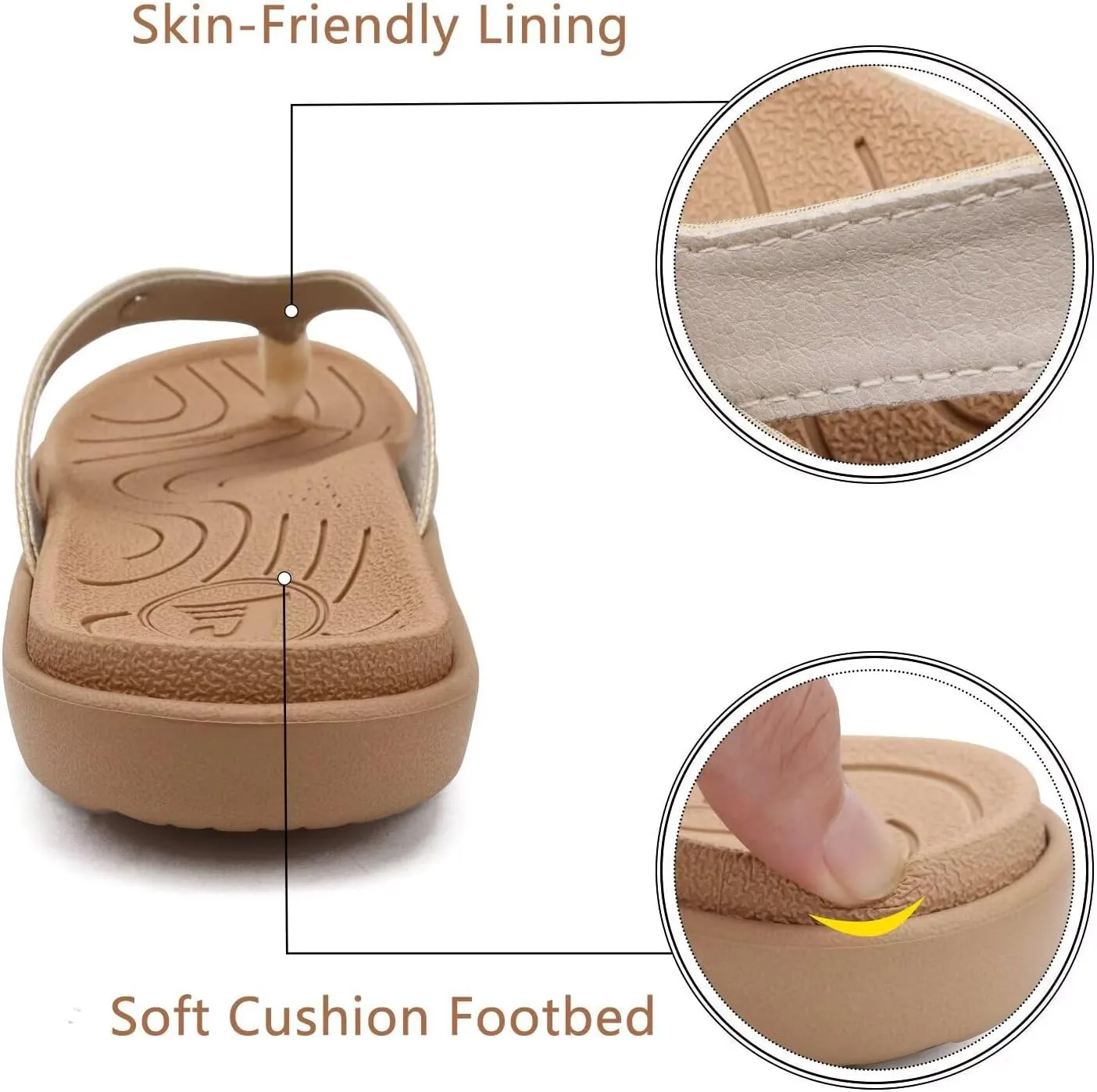 jiajiale Womens Fashion Orthotic Flip Flops Ladies Slip On Lightweight Comfortable Thick Cushion Yoga Mat Thong Sandals With Plantar Fasciitis Arch Support