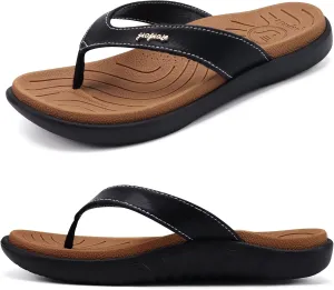 jiajiale Womens Fashion Orthotic Flip Flops Ladies Slip On Lightweight Comfortable Thick Cushion Yoga Mat Thong Sandals With Plantar Fasciitis Arch Support