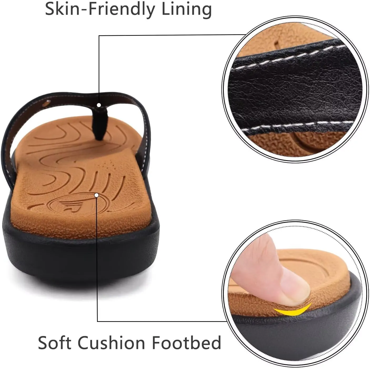 jiajiale Womens Fashion Orthotic Flip Flops Ladies Slip On Lightweight Comfortable Thick Cushion Yoga Mat Thong Sandals With Plantar Fasciitis Arch Support