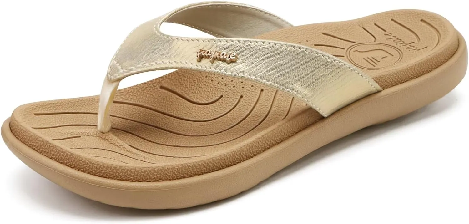 jiajiale Womens Fashion Orthotic Flip Flops Ladies Slip On Lightweight Comfortable Thick Cushion Yoga Mat Thong Sandals With Plantar Fasciitis Arch Support