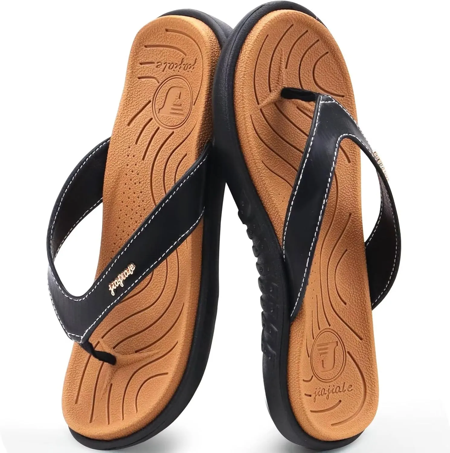 jiajiale Womens Fashion Orthotic Flip Flops Ladies Slip On Lightweight Comfortable Thick Cushion Yoga Mat Thong Sandals With Plantar Fasciitis Arch Support