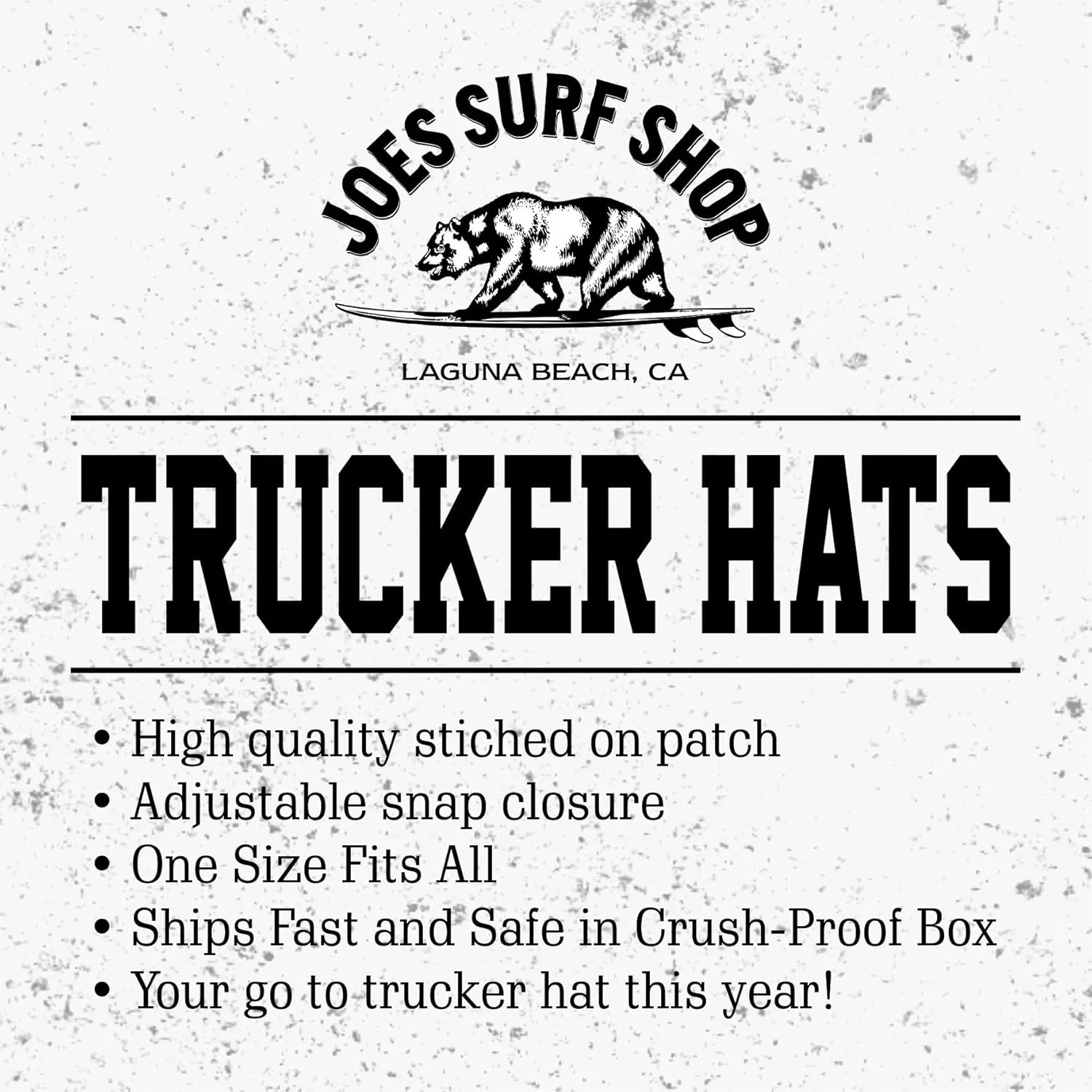 Joe's Surf Shop Surfing Bear Flat Bill Snapback Trucker Hat