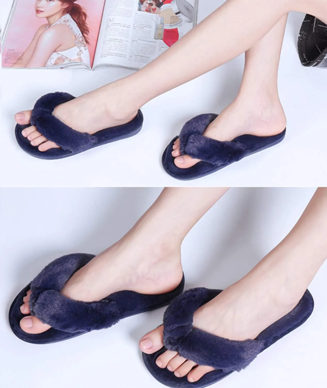 JOINFREE Women's Bedroom Slippers Comfort Four Season Classy Indoor Spa Slide Shoes