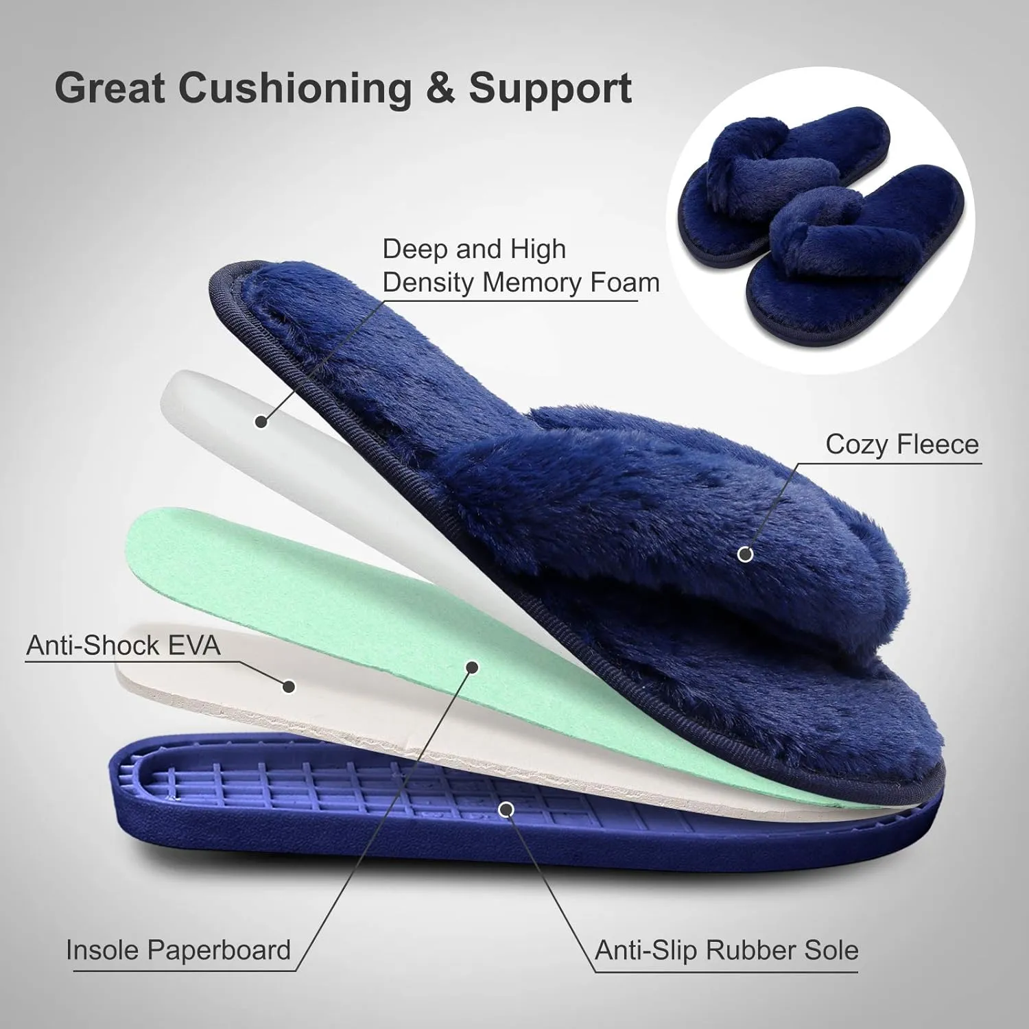 JOINFREE Women's Bedroom Slippers Comfort Four Season Classy Indoor Spa Slide Shoes