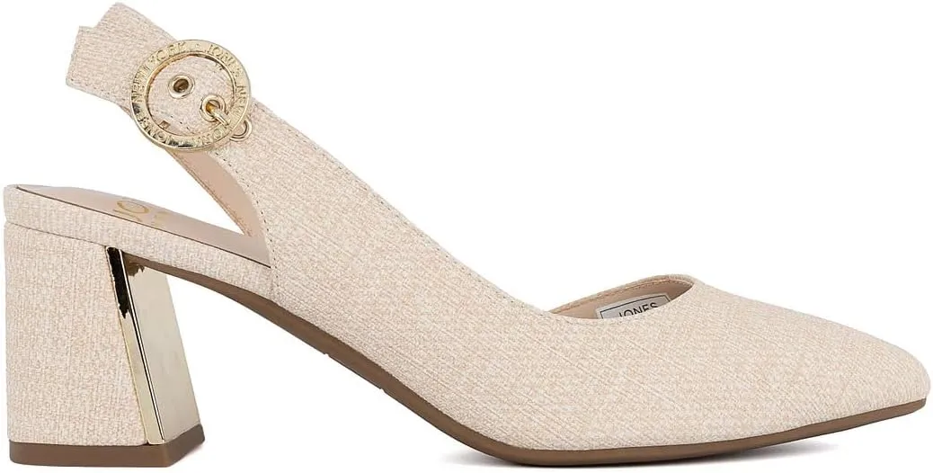 Jones New York Women's Patent Slingback Heeled Sandals | Block Heel Dress Shoes with Buckle | Open-Toe/Closed-Toe Elegant & Comfortable Footwear for Formal Events, Parties & Weddings