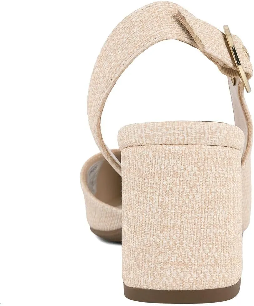 Jones New York Women's Patent Slingback Heeled Sandals | Block Heel Dress Shoes with Buckle | Open-Toe/Closed-Toe Elegant & Comfortable Footwear for Formal Events, Parties & Weddings