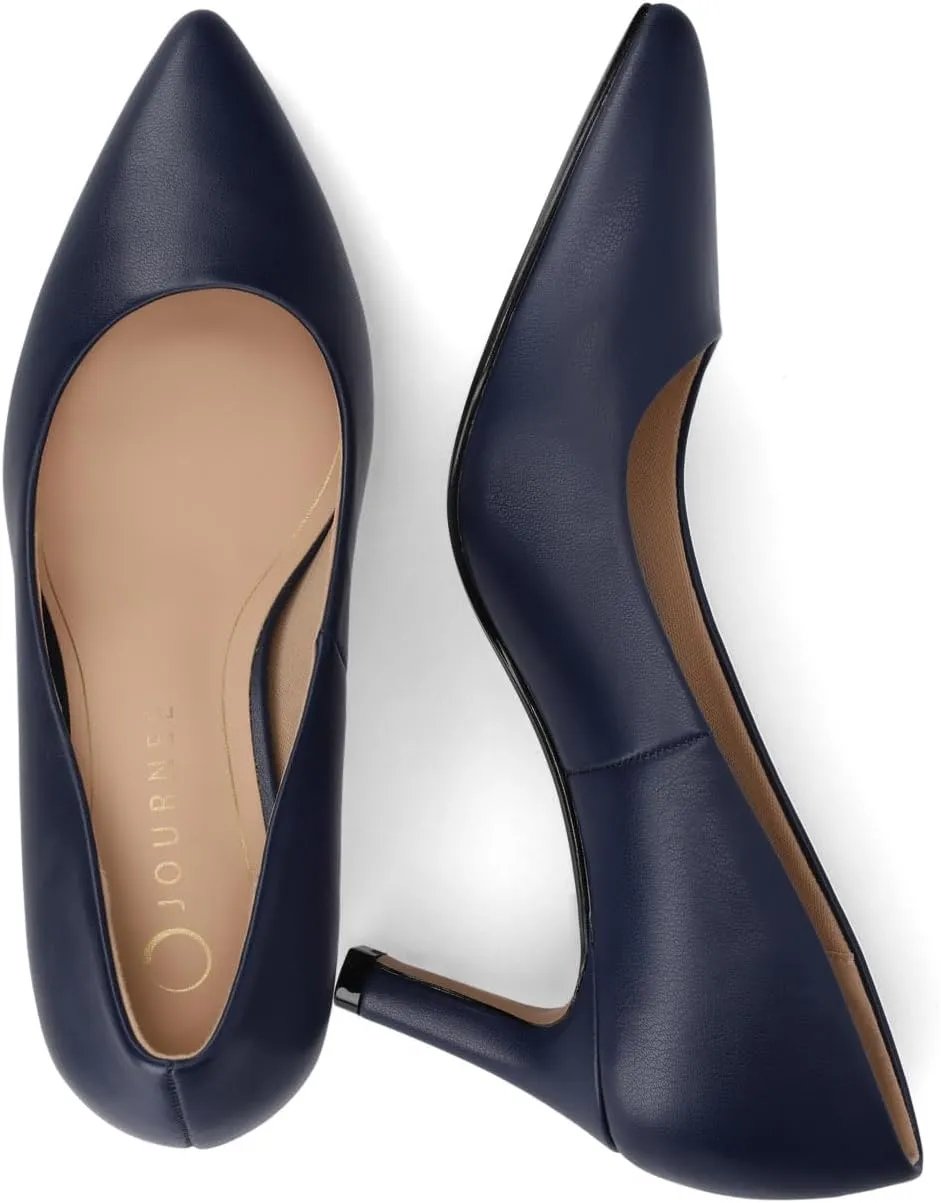 Journee Collection Womens Scylee Stiletto Heel Dress Pumps Cushioned Slip On Pointed Closed Toe Fashion Shoe