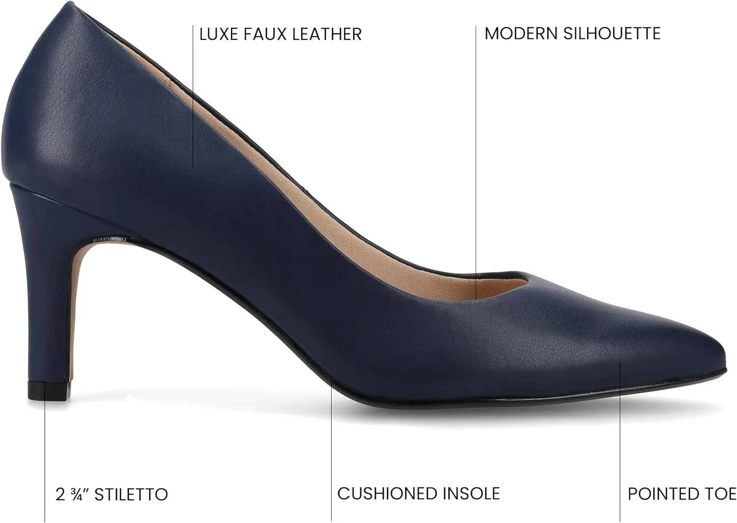 Journee Collection Womens Scylee Stiletto Heel Dress Pumps Cushioned Slip On Pointed Closed Toe Fashion Shoe