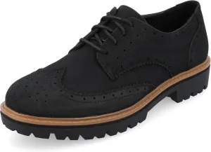 Journee Womens Cushioned footbeds Claudiya Oxford Flat Almond-Toe Faux Leather lace-up