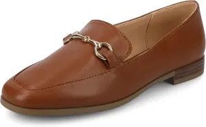 Journee Womens cushioned footbeds Lacie Slip On Loafer square toe hardware detail faux leather flat sole