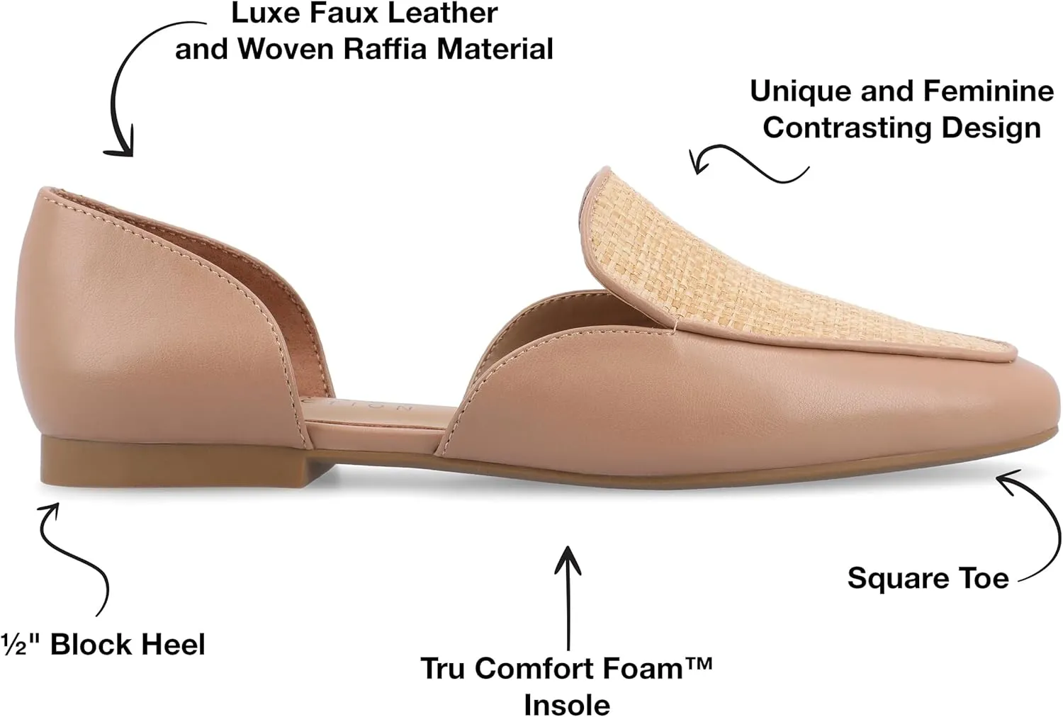 Journee Womens Kennza Tru Comfort Foam Soft Faux Leather Slip On Flats