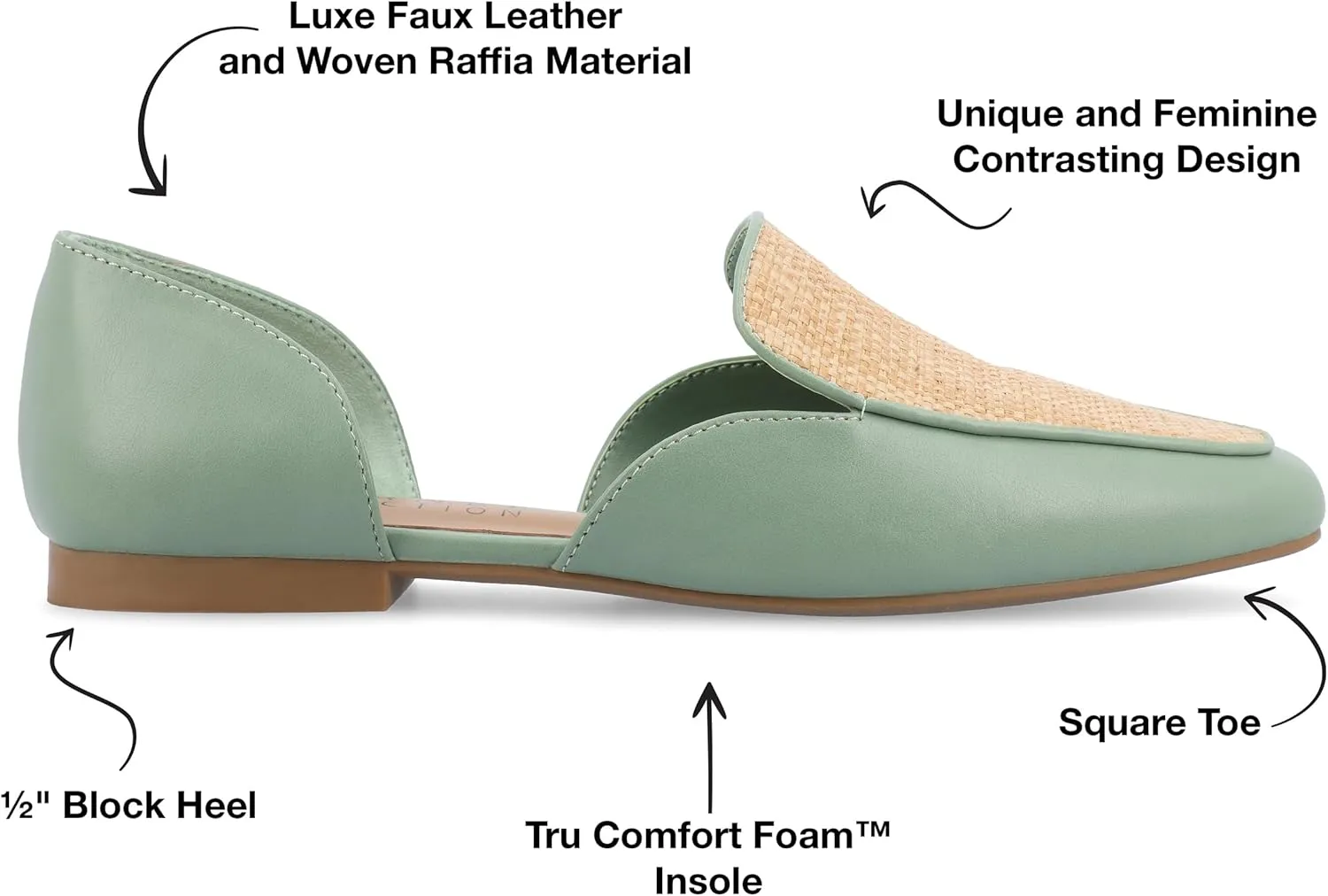 Journee Womens Kennza Tru Comfort Foam Soft Faux Leather Slip On Flats