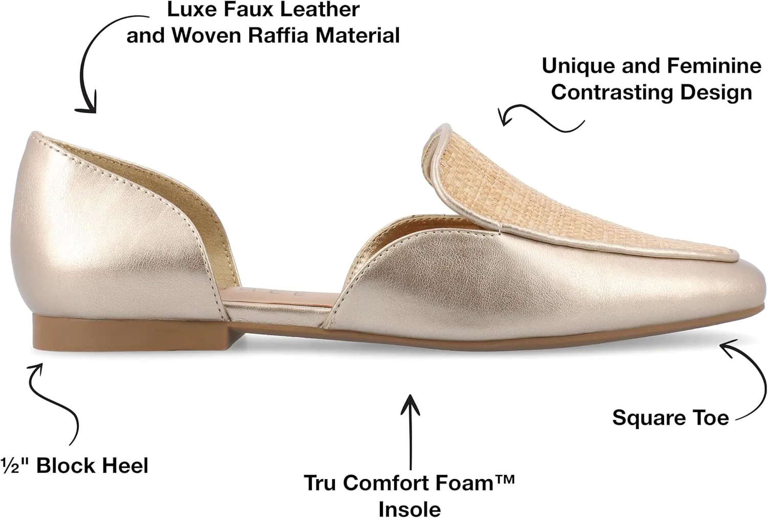 Journee Womens Kennza Tru Comfort Foam Soft Faux Leather Slip On Flats