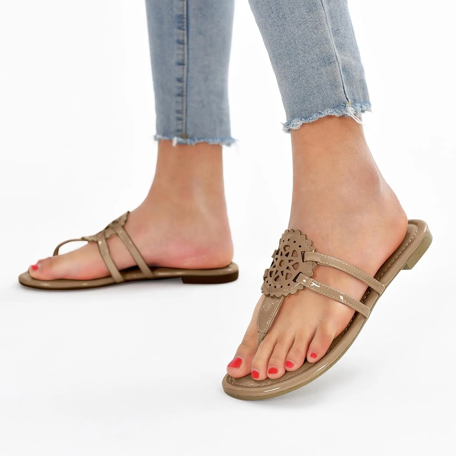 katliu Women's Flat Sandals Flip Flop Sandals Comfortable Dressy Thong Sandals