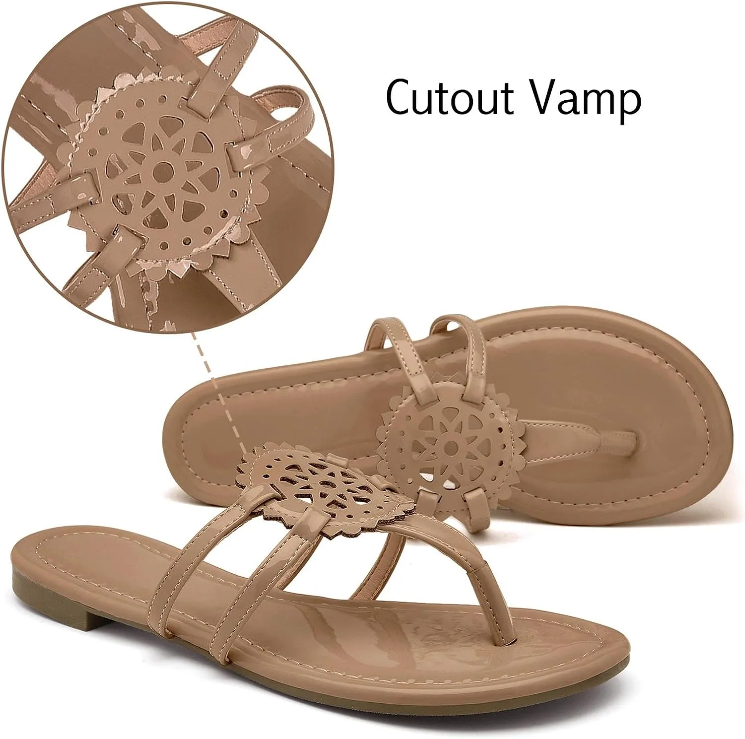 katliu Women's Flat Sandals Flip Flop Sandals Comfortable Dressy Thong Sandals