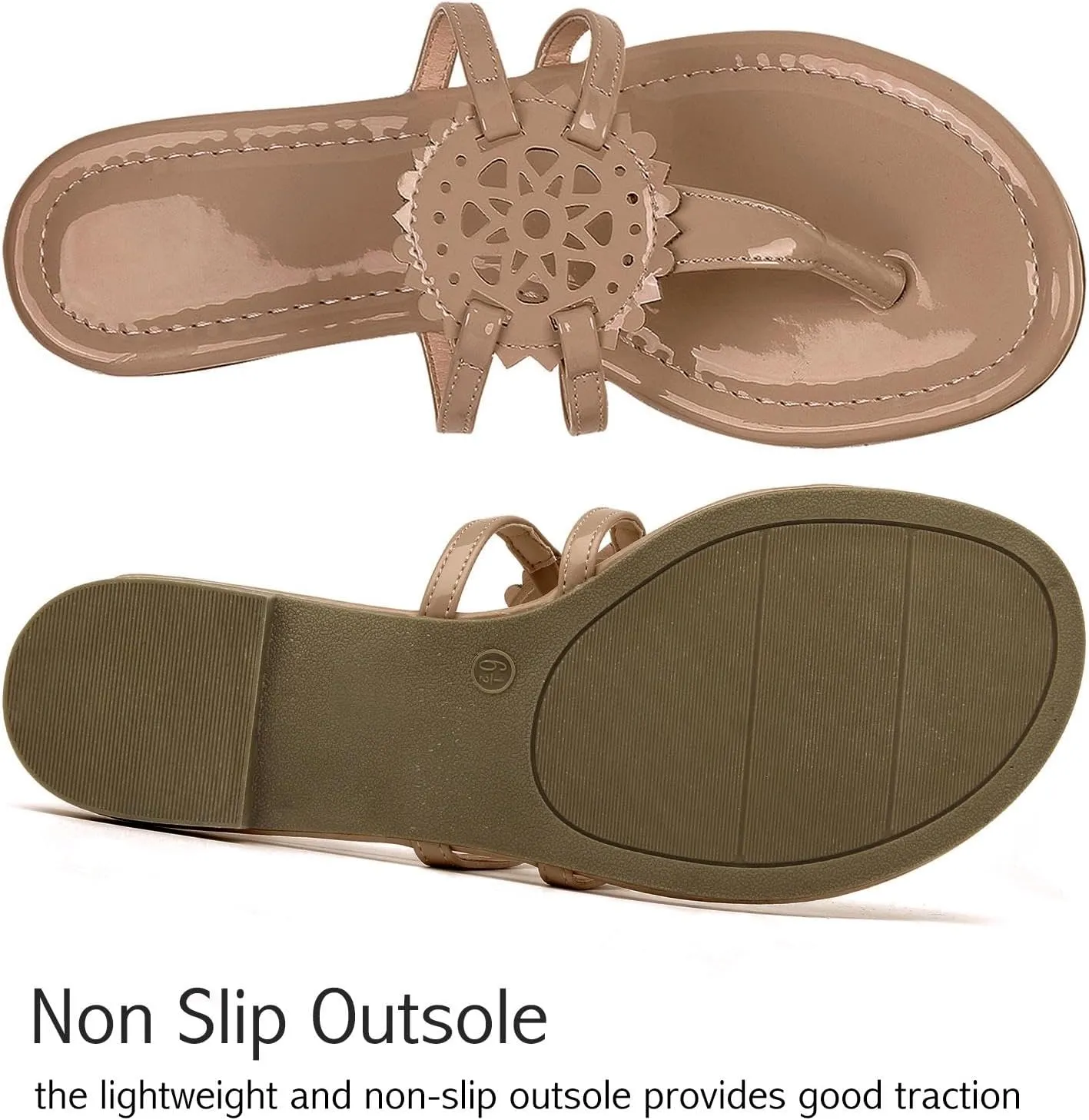katliu Women's Flat Sandals Flip Flop Sandals Comfortable Dressy Thong Sandals