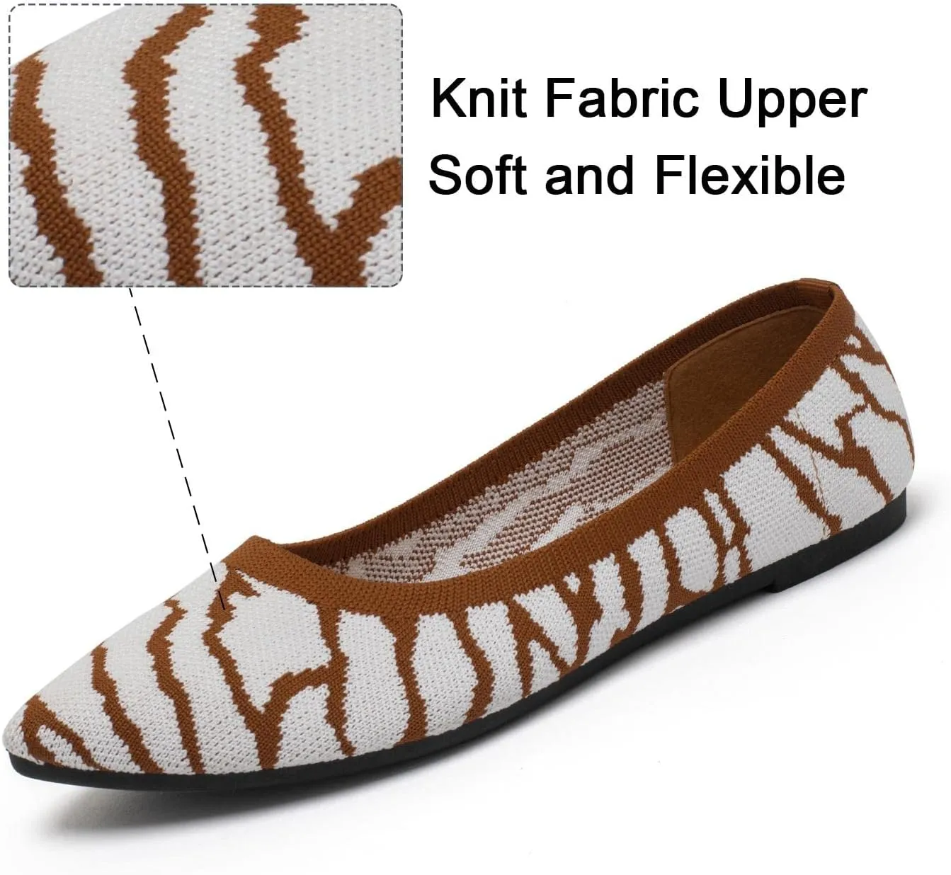 katliu Women's Flats Knit Comfort Pointed Toe Ballet Flats Shoes Casual Slip On Shoes