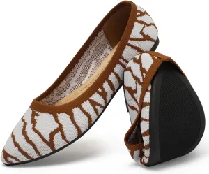 katliu Women's Flats Knit Comfort Pointed Toe Ballet Flats Shoes Casual Slip On Shoes