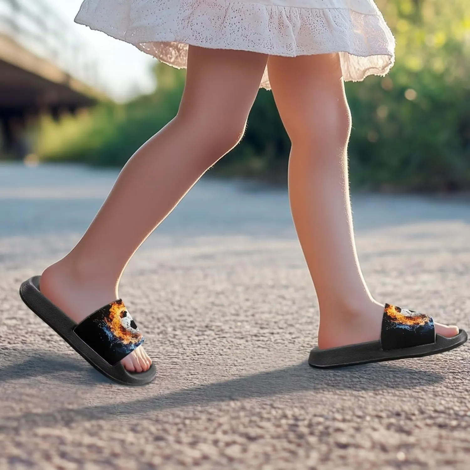 Kids Slide Sandals Novelty Ball Car Slides for Boys Non-slip Summer Slippers Beach Pool Shoes
