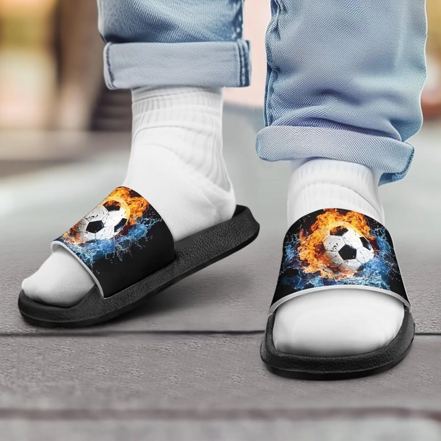 Kids Slide Sandals Novelty Ball Car Slides for Boys Non-slip Summer Slippers Beach Pool Shoes