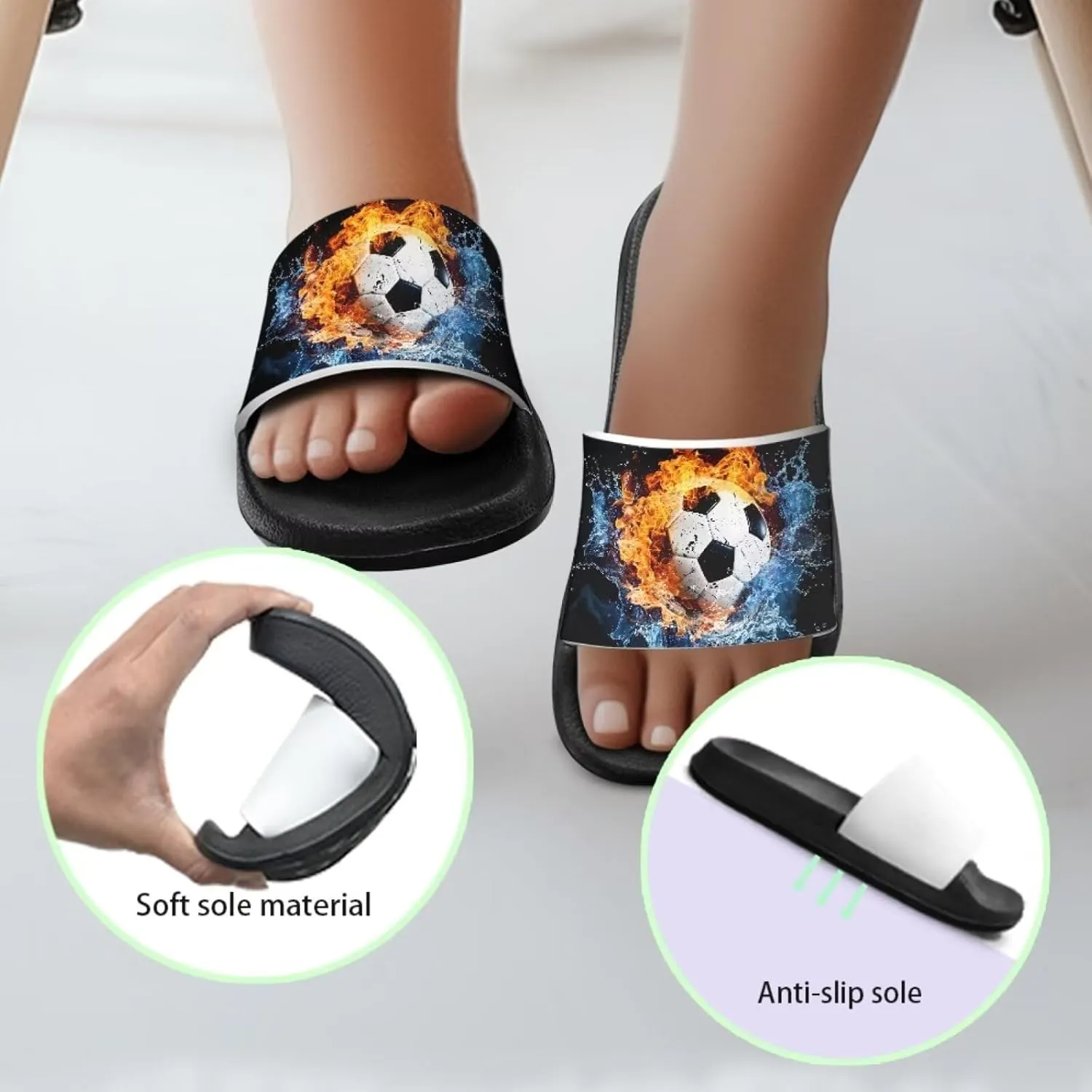 Kids Slide Sandals Novelty Ball Car Slides for Boys Non-slip Summer Slippers Beach Pool Shoes
