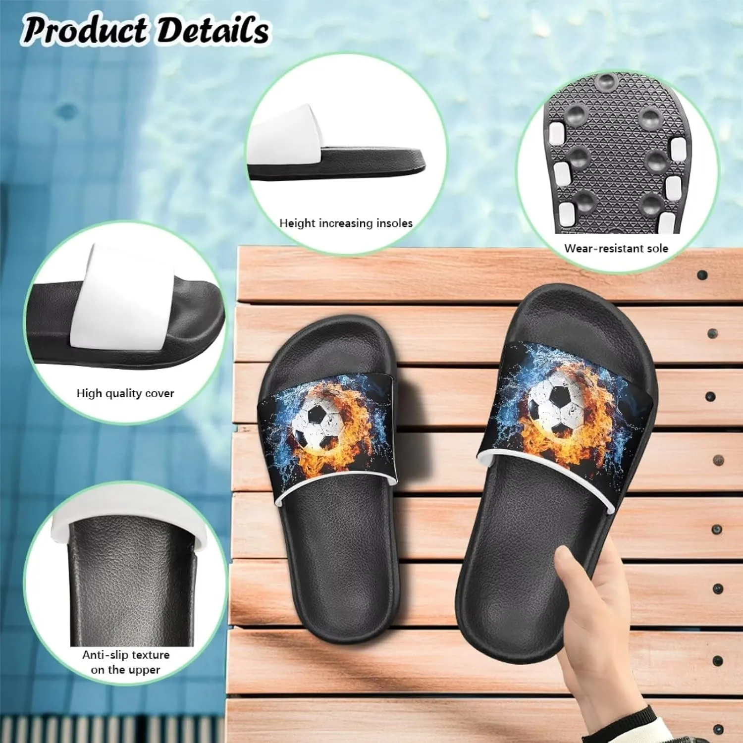 Kids Slide Sandals Novelty Ball Car Slides for Boys Non-slip Summer Slippers Beach Pool Shoes