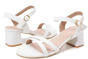 kkdom Women's Open Toe Ankle Strap Glitter Sandals Pumps Low Block Chunky Heels Wedding Dress Shoes
