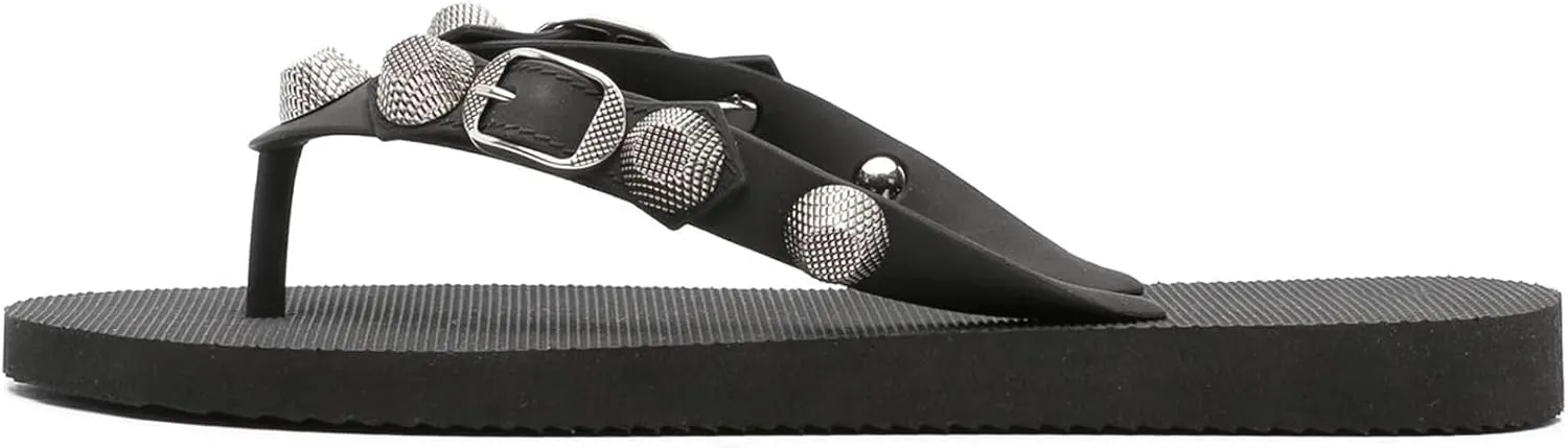 Kluolandi Studded Flip Flops for Women Beach Thong Sandals Comfortable Flat Slides Summer Slippers