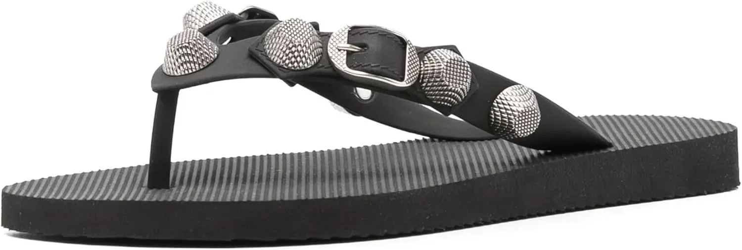 Kluolandi Studded Flip Flops for Women Beach Thong Sandals Comfortable Flat Slides Summer Slippers