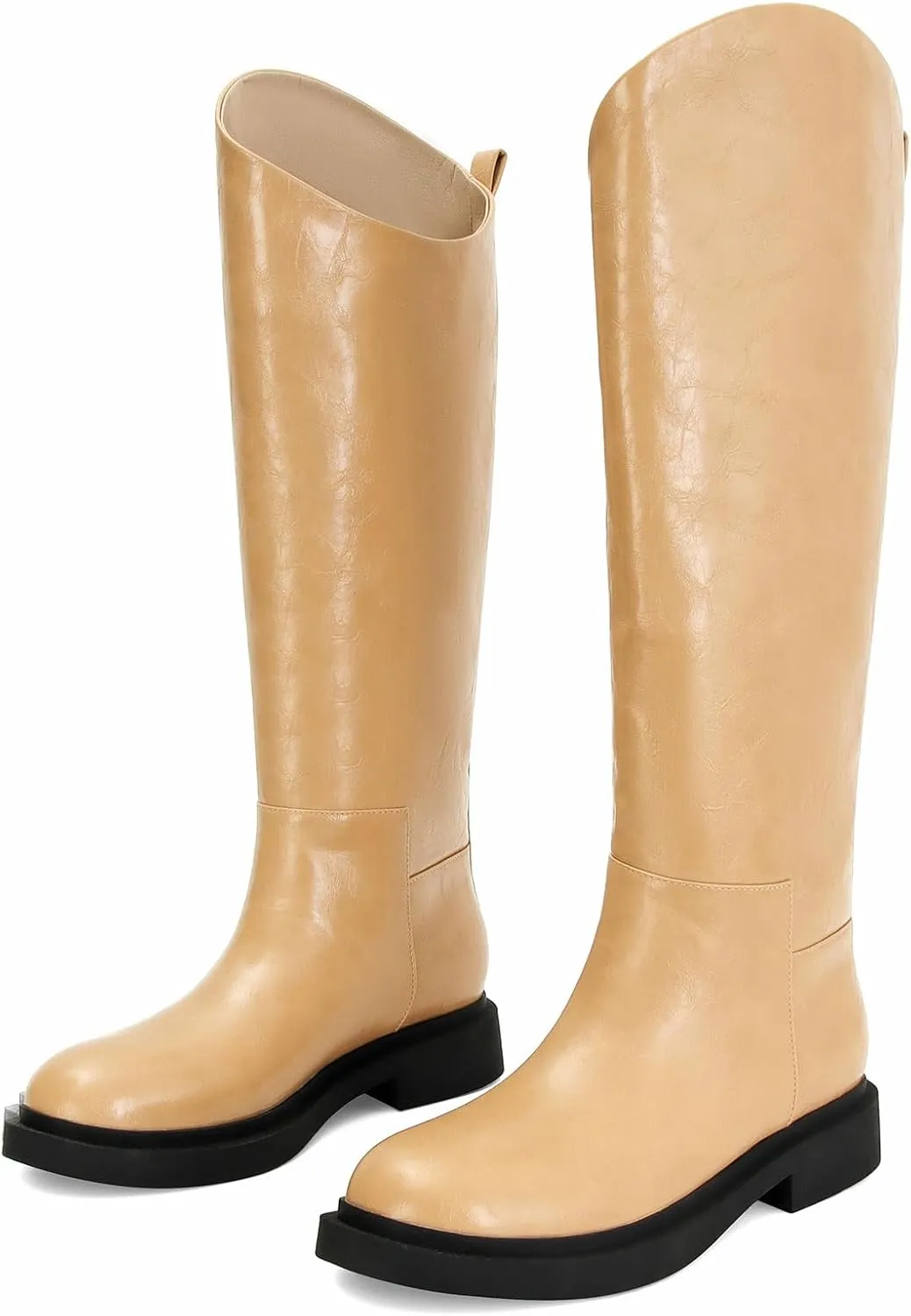 Knee High Leather Boots for Women - Comfortable Riding Boots with Low Heel