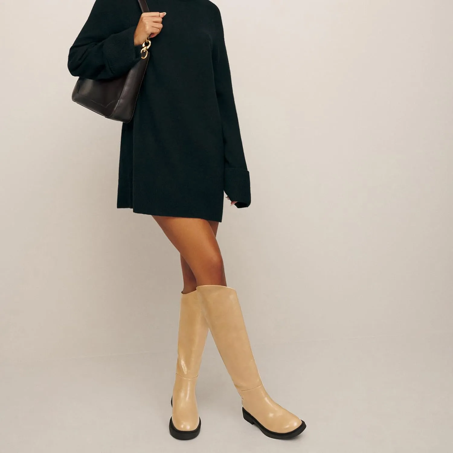 Knee High Leather Boots for Women - Comfortable Riding Boots with Low Heel