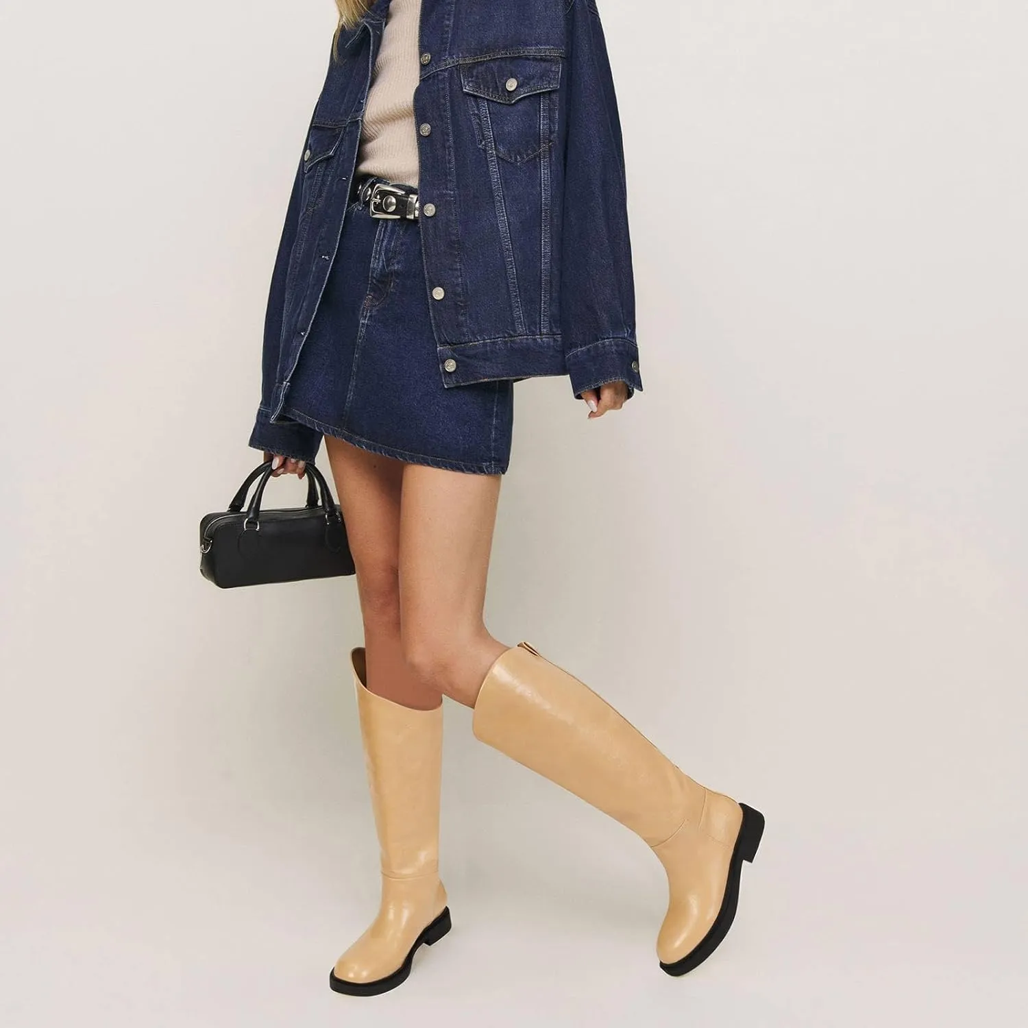 Knee High Leather Boots for Women - Comfortable Riding Boots with Low Heel