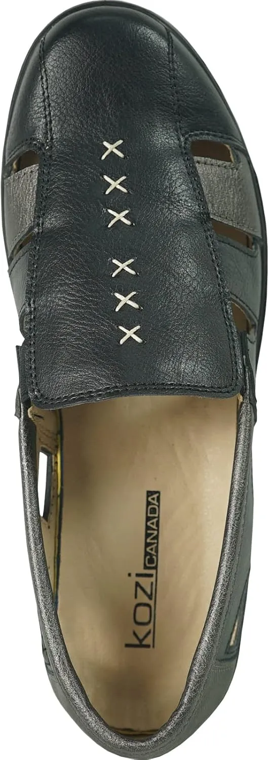 KOZI Women Comfort Casual Wedge Sandal Shoe Slip-On Loafer Mary Jane Round or Cap Toe with Removable Insole