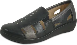 KOZI Women Comfort Casual Wedge Sandal Shoe Slip-On Loafer Mary Jane Round or Cap Toe with Removable Insole
