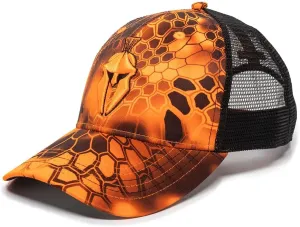 Kryptek HelmetnPatch Mesh Back Fishing, Hunting, Military Cap (Inferno)