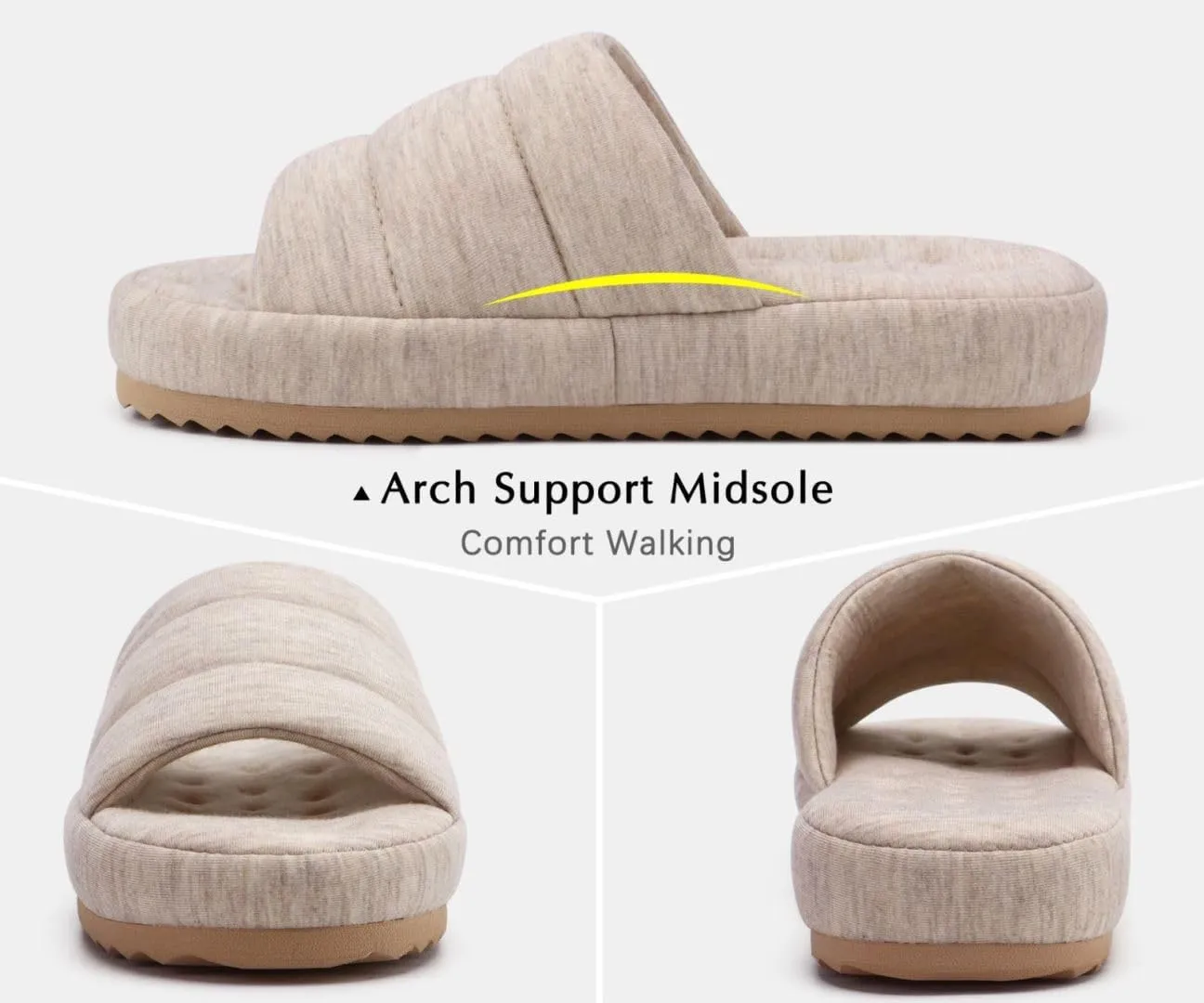 KuaiLu Men's Fashion Quilted Cotton-blend Fabric Sandal Slippers Cozy Memory Foam Indoor/Outdoor House Shoes with Lightweight Soft Cushion Footbed Hard Rubber Sole