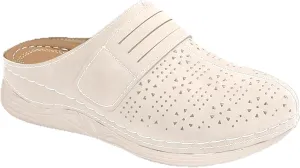 Kubbon Clogs for Womens Slip-On Flat Mule Shoes Comfortable Outdoor Mule Orthopedic Leather Clog Breathable Closed Toe Sandals Summer Wedge Shoes