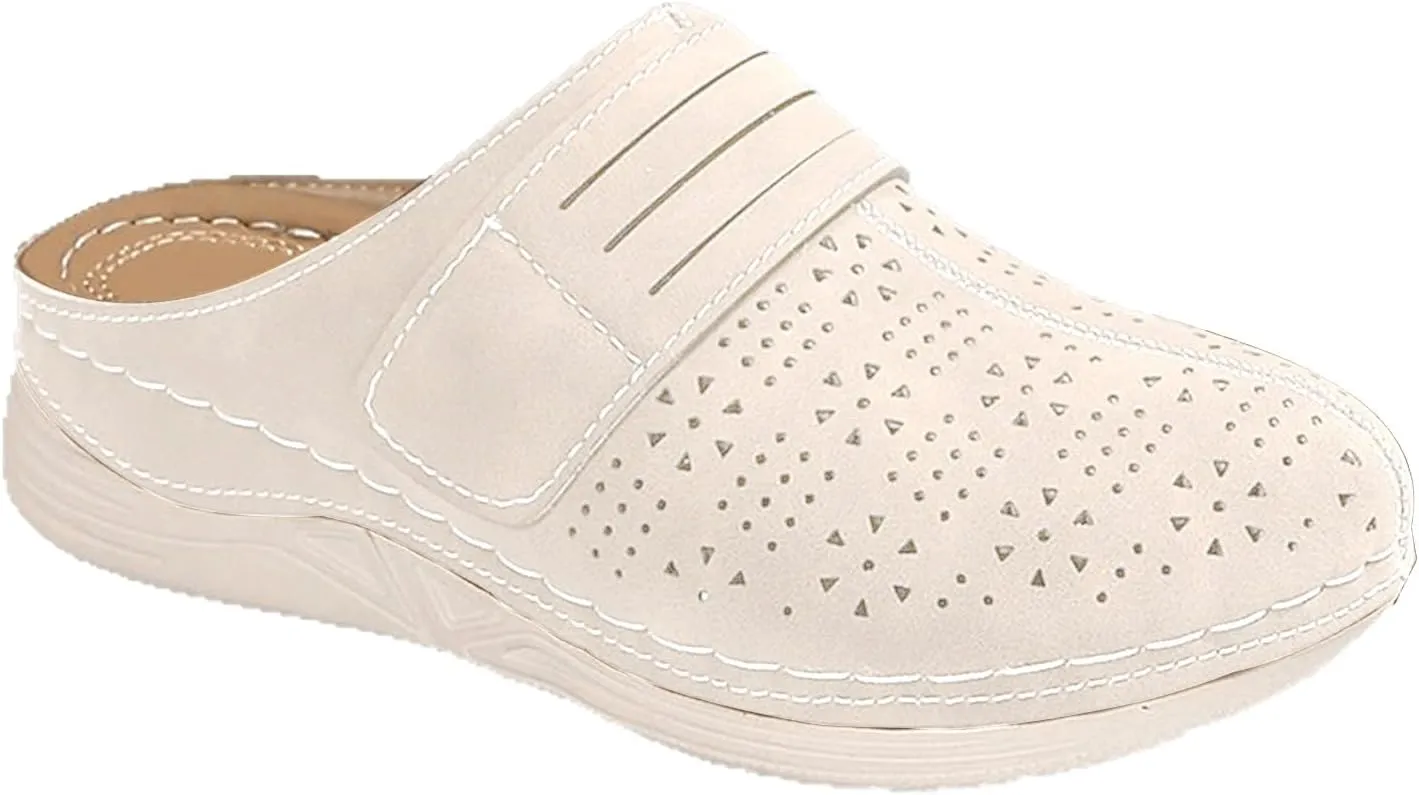 Kubbon Clogs for Womens Slip-On Flat Mule Shoes Comfortable Outdoor Mule Orthopedic Leather Clog Breathable Closed Toe Sandals Summer Wedge Shoes