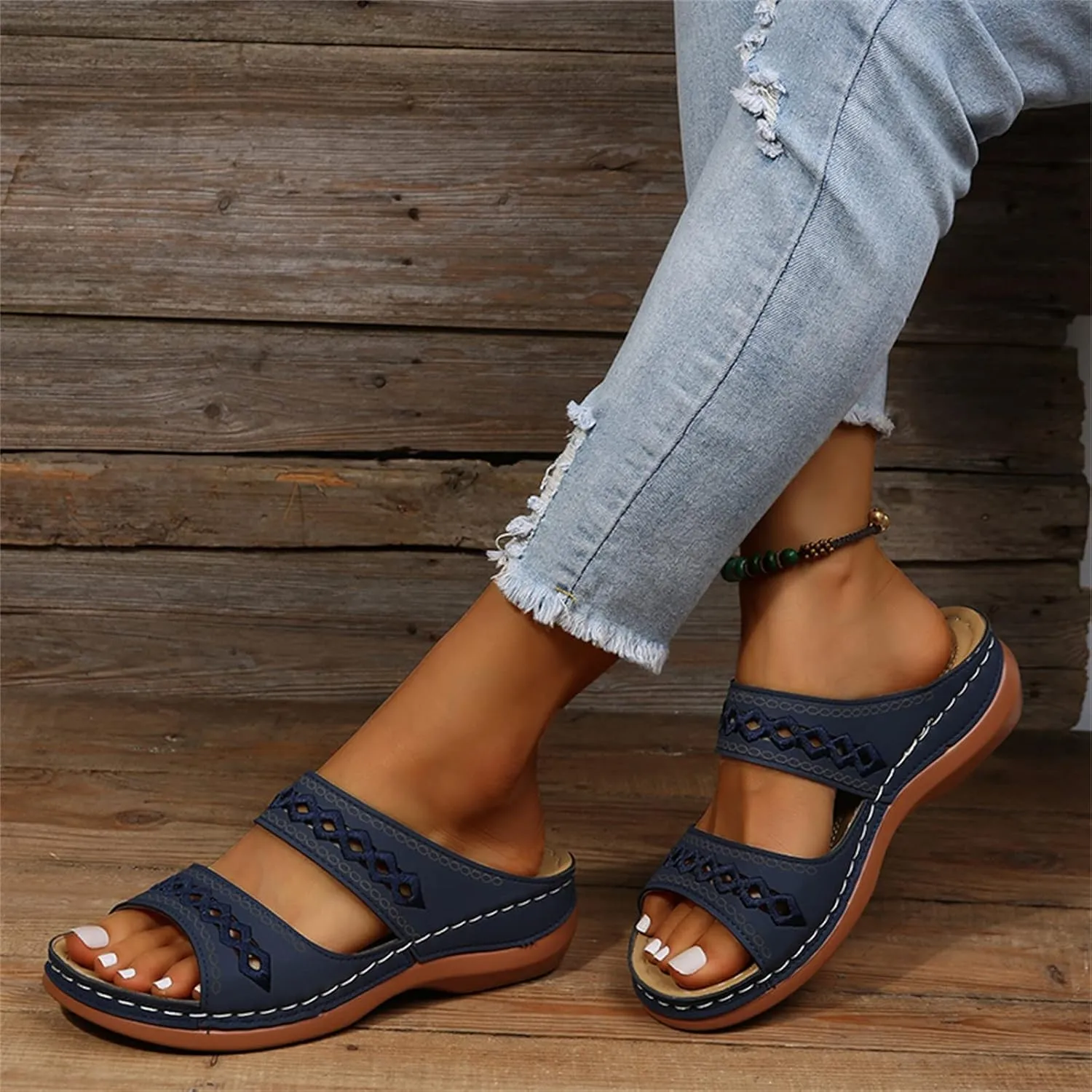 Ladmiple Orthopedic Sandals For Women Dressy Summer Comfortable Orthotic Flip Flops Casual Walking Slides with Arch Support