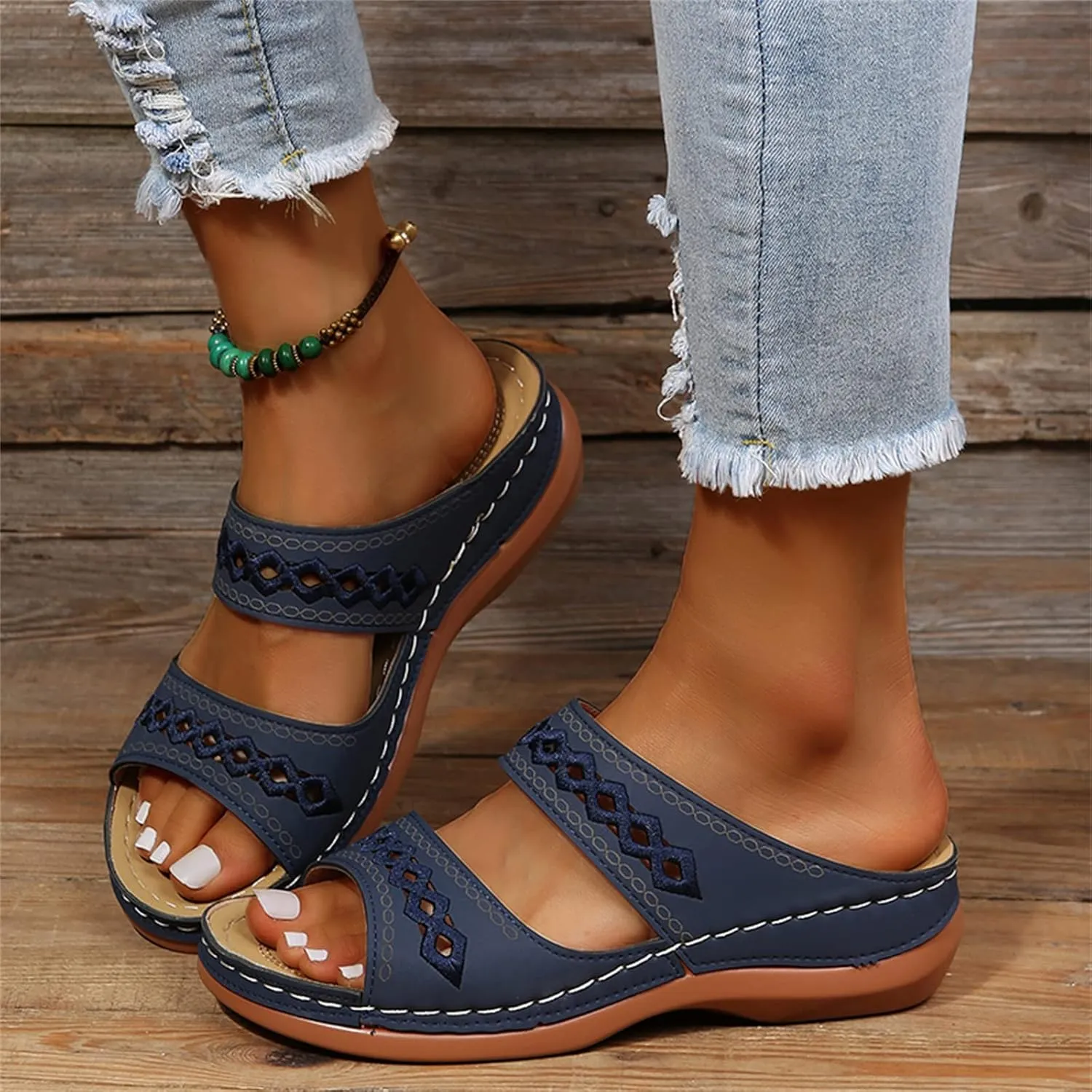 Ladmiple Orthopedic Sandals For Women Dressy Summer Comfortable Orthotic Flip Flops Casual Walking Slides with Arch Support