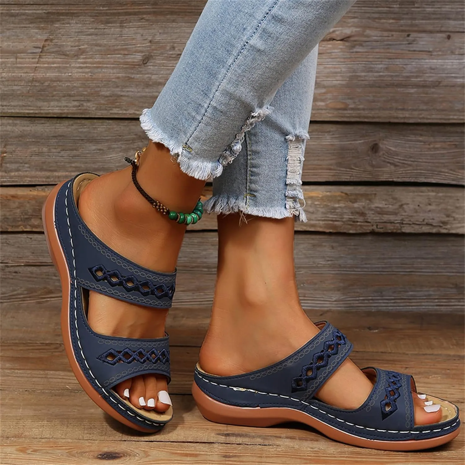 Ladmiple Orthopedic Sandals For Women Dressy Summer Comfortable Orthotic Flip Flops Casual Walking Slides with Arch Support