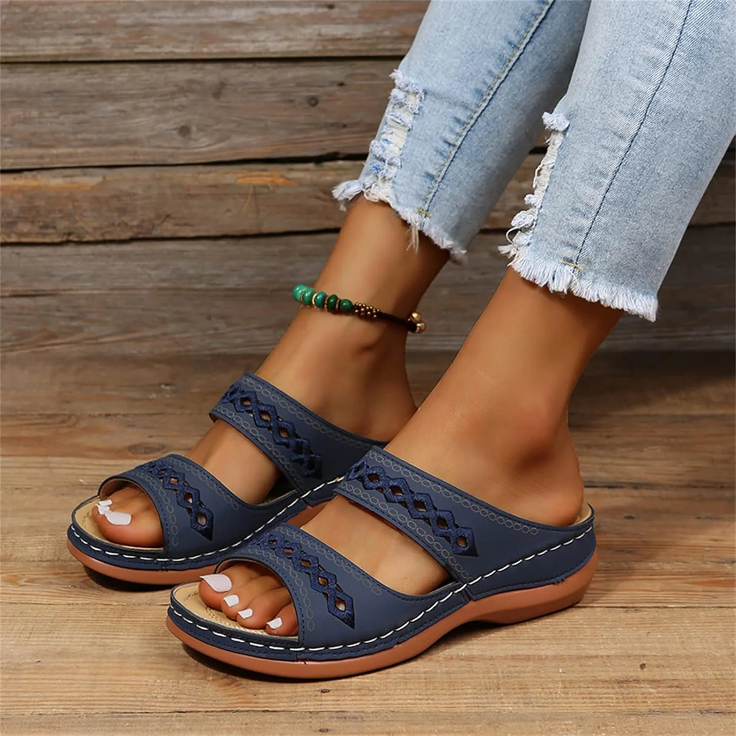 Ladmiple Orthopedic Sandals For Women Dressy Summer Comfortable Orthotic Flip Flops Casual Walking Slides with Arch Support