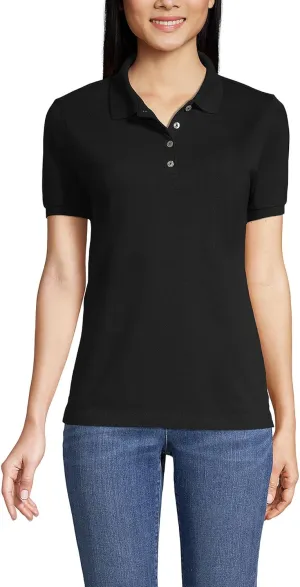 Lands' End School Uniform Women's Banded Short Sleeve Fem Fit Mesh Polo